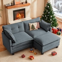 Modular Sectional Sofa, 76.5" L-Shaped Corduroy Comfy Sectional Couches for Living Room, 2-Seater Cloud Couches with 1 Movable Ottoman, Flexible Combination Modern Deep Seat Sofa (Grey)