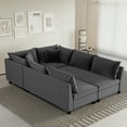 thumbnail image 1 of Modular Sectional Sofa, 86" Convertible Sleeper Sofa Modular Sectional Sofa Bed with Ottoman, Oversized 6 Seat Convertible Sofa for Lving Room, Apartment, Gray, 1 of 9