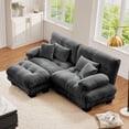 thumbnail image 1 of FFH Loveseat with Ottoman, 94.4" Oversized Cloud Sofa, L-Shaped Sectional Couch for Living Room (Chenille Dark Gray, 2 Seater with 1 Ottoman), 1 of 11