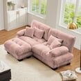 thumbnail image 1 of FFH Loveseat with Ottoman, 94.4" Oversized Cloud Sofa, L-Shaped Sectional Couch for Living Room (Chenille Pink, 2 Seater with 1 Ottoman), 1 of 11