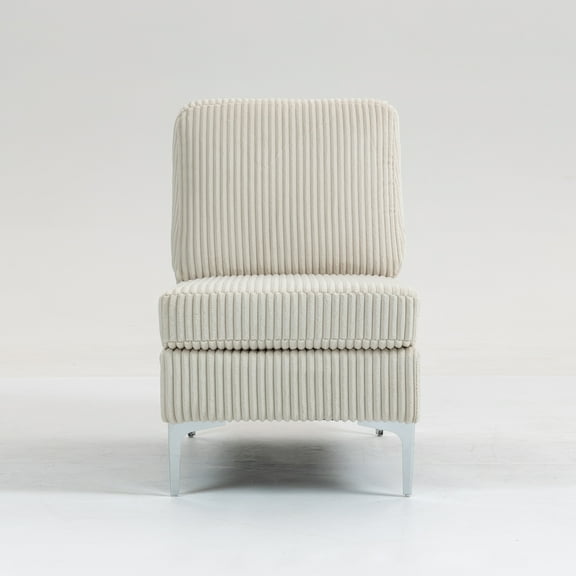Modular Sectional Sofa Armless Seat Module, Corduroy Fabric, Single Seat with Back Cushion