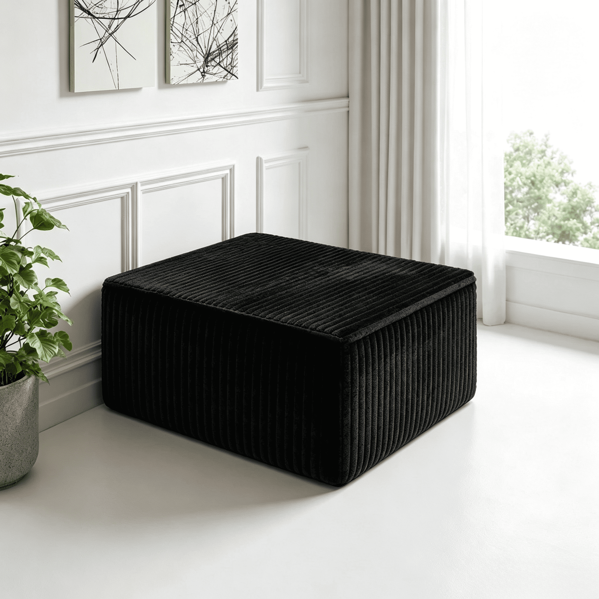 Modular Sectional Sofa, No Assembly Required, Plush Corduroy Fabric Cloud Couch with Chaise Lounge, High-Resilience Sponge for Living Room Apartment Bedroom