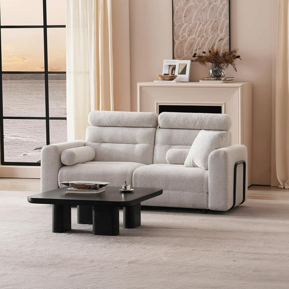 Modular Sectional Sofa with Casters 23.6" Deep Seat Comfy Couch Convertible Sofa Bed Easy to Remove Combination Velour Fabric 3 Layer Filling Cushion - 2 Seater 74.8" Width