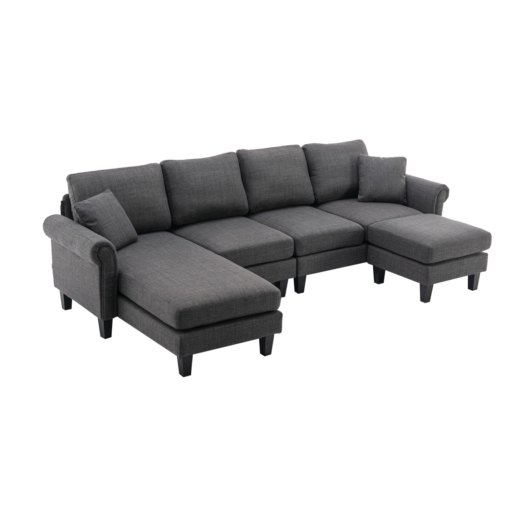 Modular Sectional Sofa, Chenille Fabric U Shaped Couch with Ottomans