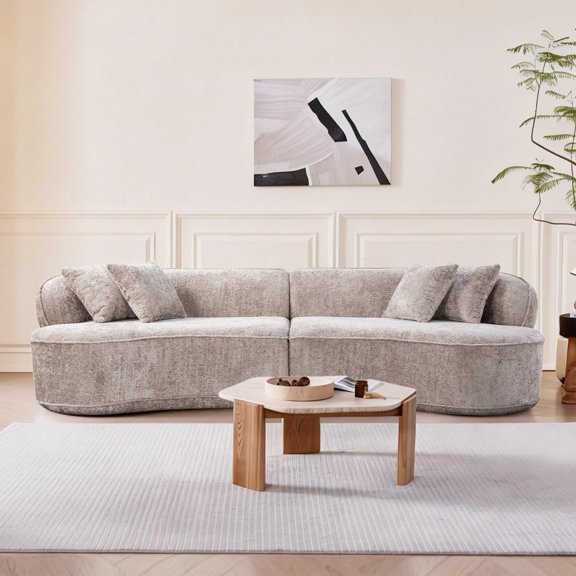 Modular Sectional Sofa, Cloud Boneless Couch with Layered Cushion, Upholstered Sofa in a Box, Flexible Module Combination for Living Room, No Assembly (Camel, 114”)