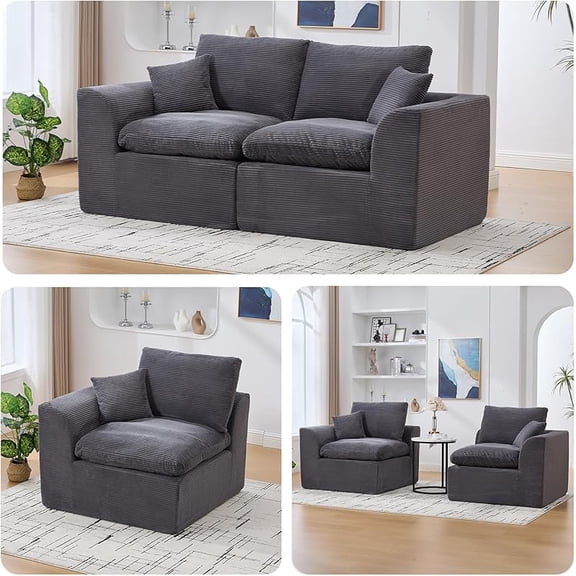 Modular Sectional Sofa Cloud Couch,80.31" Oversized Love seat Sofa,Modern 2 Seater Sofa with Cushion Covers Removable,Comfy Sectional Couch for Living Room Apartment