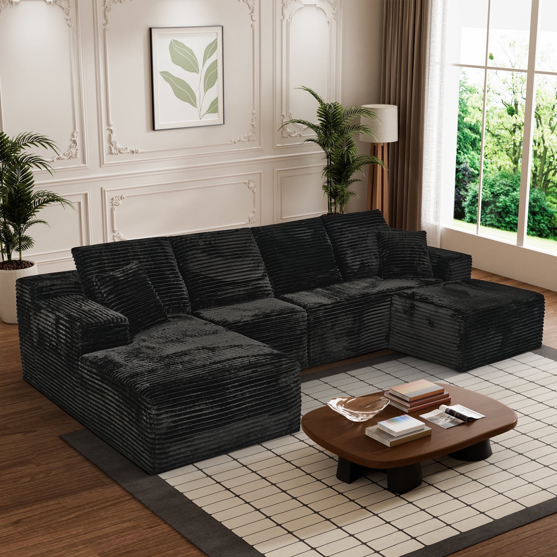 Modular Sectional Sofa Cloud Sectional Couch, 135" Comfy Fluffy U ...