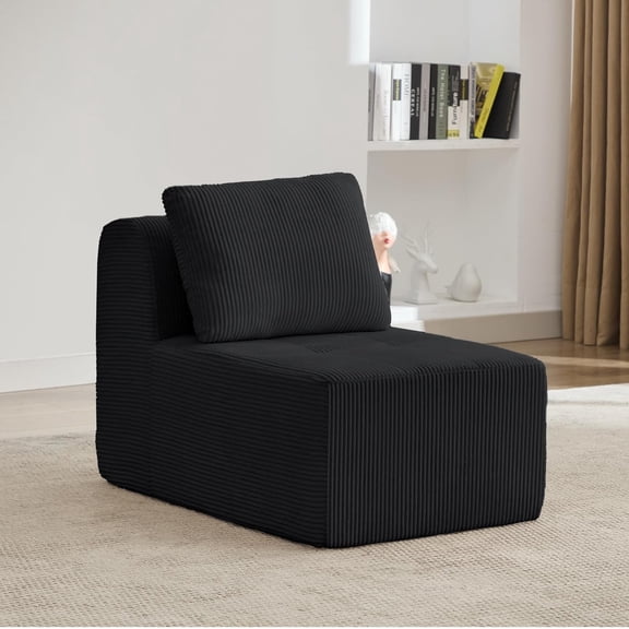 Modular Sectional Sofa, Comfy Cloud Sectional Couch, Armless Boneless Couch for Living Room, No Assembly Required,Black