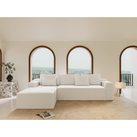 Modular Sectional Sofa , Compressed Couch for Living Room, Bedroom, No Assembly Required, Free Combination, Plush Corduroy Fabric