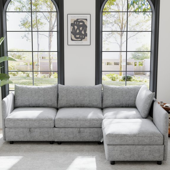 Modular Sectional Sofa, Convertible Sofa Seat With Storage, Sleeper Sectional Sofa Set, Fabric Flexible Modular Combinations For Living Room