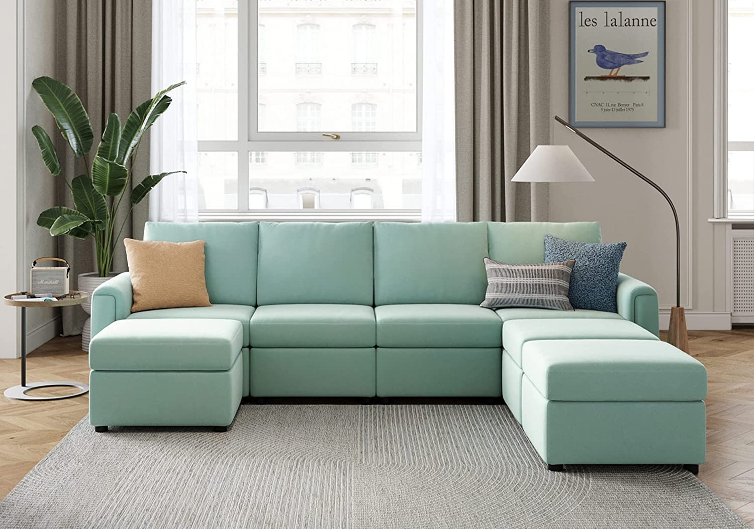 Modular Sectional Sofa Convertible U Shaped Sofa Couch with Memory Foam