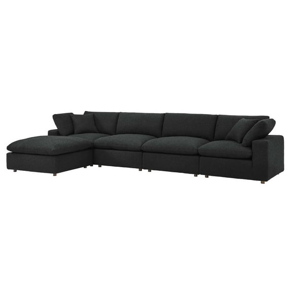 Modular Sectional Sofa Couch, Black, Fabric, Living Kitchen Cafe Bistro Hospitality Restaurant, Modern Contemporary HB34765