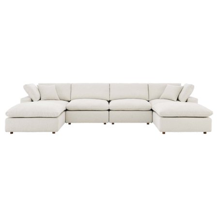 Modular Sectional Sofa Couch, Ivory White, Fabric, Living Kitchen Cafe Bistro Hospitality Restaurant, Modern Contemporary HB34769