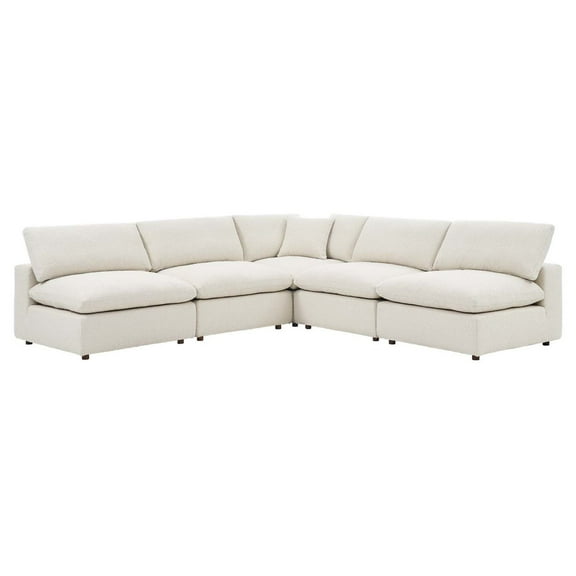 Modular Sectional Sofa Couch, Ivory White, Fabric, Living Kitchen Cafe Bistro Hospitality Restaurant, Modern Contemporary HB34772