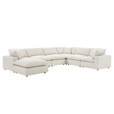 Modular Sectional Sofa Couch, Ivory White, Fabric, Living Kitchen Cafe Bistro Hospitality Restaurant, Modern Contemporary HB34781