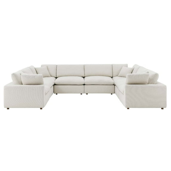 Modular Sectional Sofa Couch, Ivory White, Fabric, Living Kitchen Cafe Bistro Hospitality Restaurant, Modern Contemporary HB34784