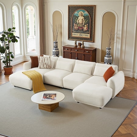 Modular Sectional Sofa Couch, L shaped Sectional Couches for Living Room with Removable Ottoman, U Shaped cloud couch sectional