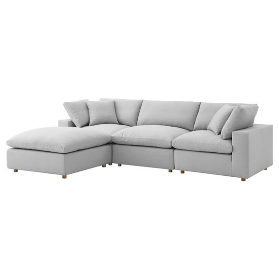 Modular Sectional Sofa Couch, Light Grey Gray, Fabric, Living Kitchen Cafe Bistro Hospitality Restaurant, Modern Contemporary HB33224