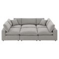 thumbnail image 1 of Modular Sectional Sofa Couch, Light Grey Gray, Fabric, Living Kitchen Cafe Bistro Hospitality Restaurant, Modern Contemporary HB34788, 1 of 5