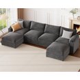 thumbnail image 1 of Velvet Modular and Padded Armrests Sectional U Shaped Sofa with Chaise and Cup Holder, Gray, 1 of 7