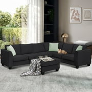 Modular Sectional Sofa Couch, Living Room Sofa Couch for Department, Black