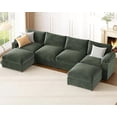 thumbnail image 1 of Sectional Couches for Living Room FSC Certified Velvet Modular Couch Oversized Cloud U Shaped Convertible Sleeper Sofa Chaise Detachable Armrest Cushion (Chenille Green, U Shape 6 Seat), 1 of 6