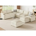 thumbnail image 1 of HOMYHOMEY MS04 Modern Material Multifunctional Sectional Sofa with Square Arms, Beige, 1 of 5