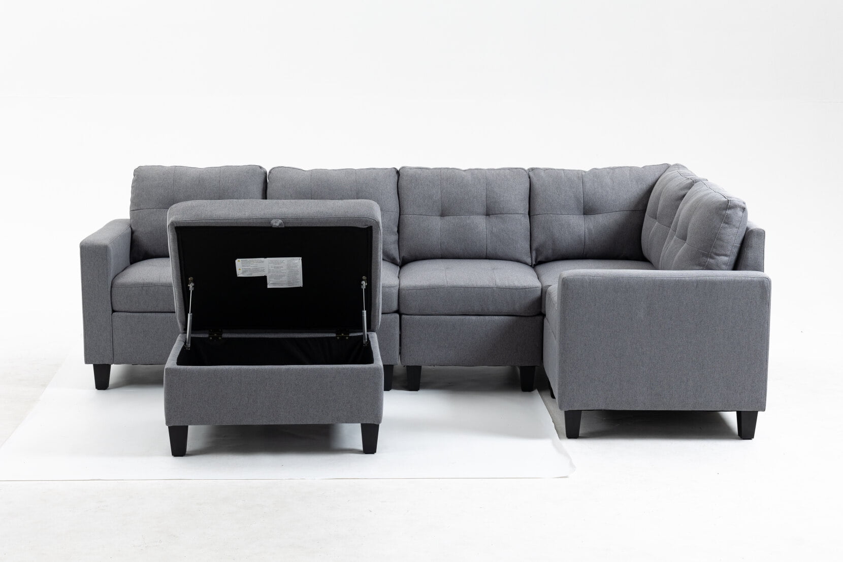 Modular Sectional Sofa Couch with Storage Footstool, Sectional Sleeper