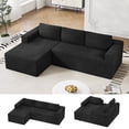 thumbnail image 1 of Modular Sectional Sofa Couches L-Shape Couch 3 Seat Modular Sofa Memory Foam Sectional Couches for Living Room, Cloud Couch with Oversized Chaise (Black Stripe, 94.5" Left Facing Chaise), 1 of 13