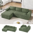 thumbnail image 1 of Modular Sectional Sofa Couches L-Shape Couch 3 Seat Modular Sofa Memory Foam Sectional Couches for Living Room, Cloud Couch with Oversized Chaise (Green Stripe, 94.5" Left Facing Chaise), 1 of 13