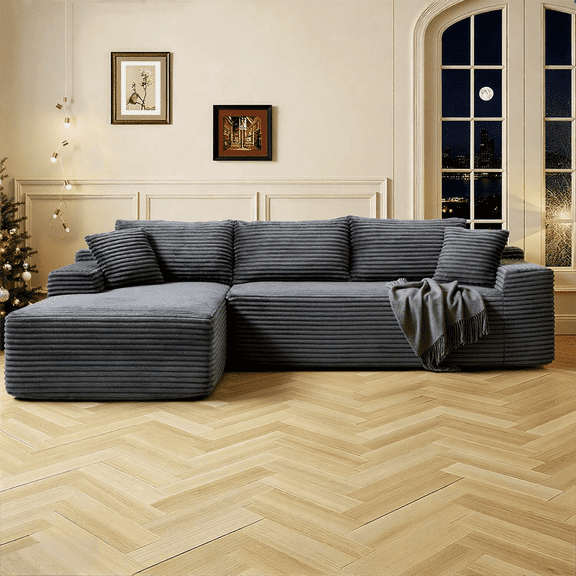 Modular Sectional Sofa Couches L-Shape Couch 3 Seat Modular Sofa Memory Foam Sectional Couches for Living Room, Cloud Couch with Oversized Chaise