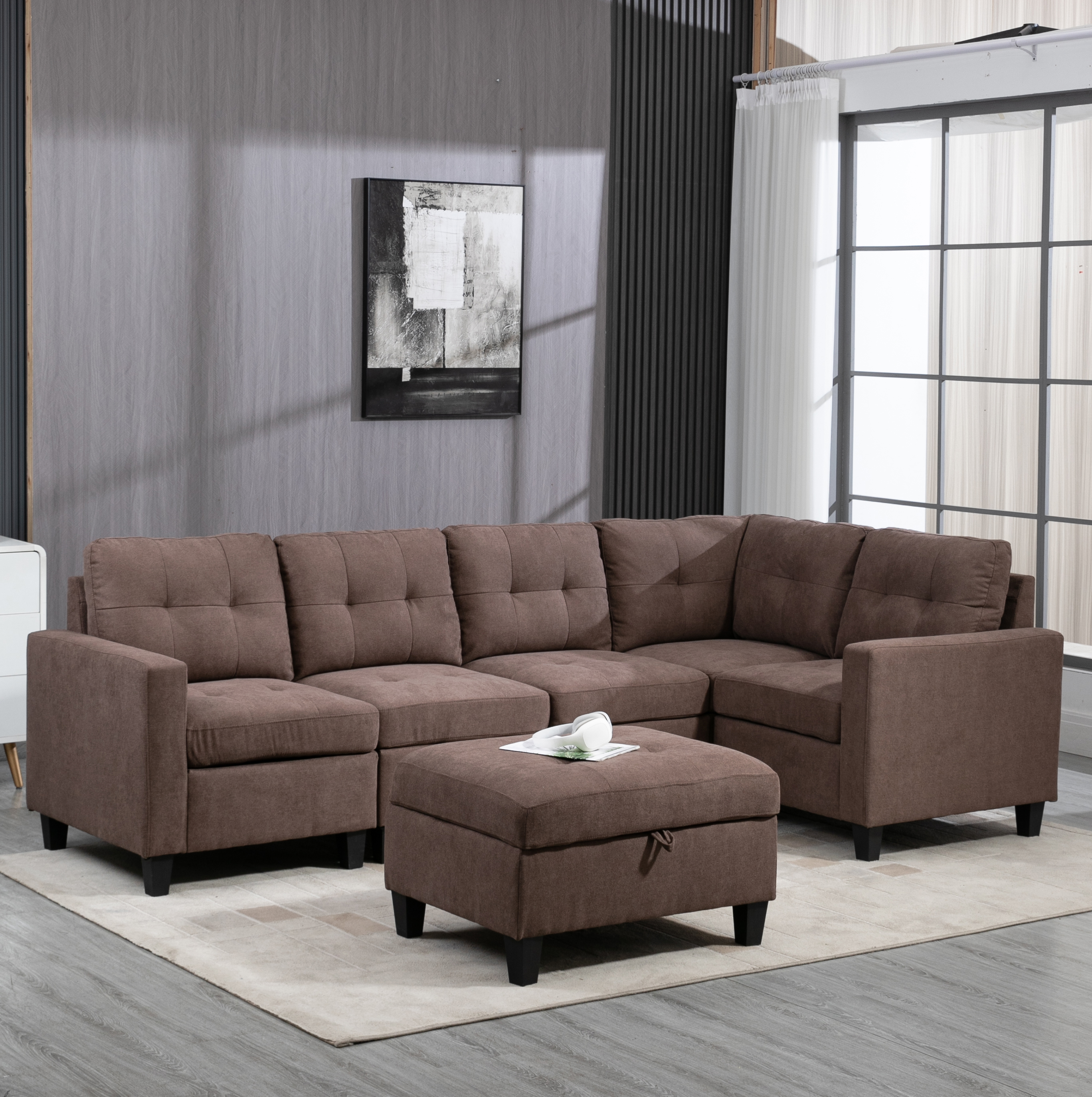 Modular Sectional Sofa Couches with Storage Ottoman,LShaped Sectional
