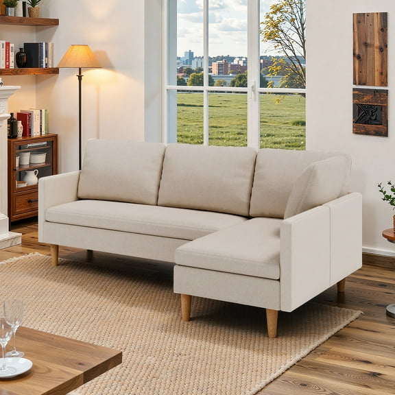 Modular Sectional Sofa, Customizable L-Shape, Tool-Free Assembly, 1000lbs Capacity, Easy-Clean Linen, Beige