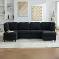 thumbnail image 1 of Modular Sectional Sofa, Freely Combinable 6-Seat Convertible Sectionals with Chaise, U Shaped Oversized Sectional Couches with Storage Ottoman for Home Apartment Office (Black), 1 of 11