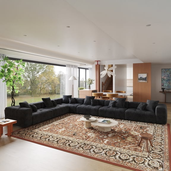 Modular Sectional Sofa L Shaped Couch,Modern Reversible Corner Sectional Couch for Living Room (6-Seat,Beige)