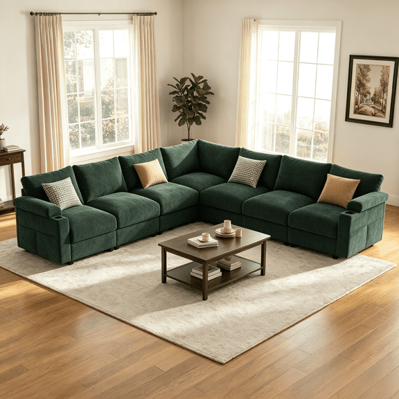 Modular Sectional Sofa,Modern Chenille U Shaped Cloud Couches,Deep Seat Sofa,Convertible L Shaped Corner Couches for Living Room, Apartment,Office,8 Seat,Gray
