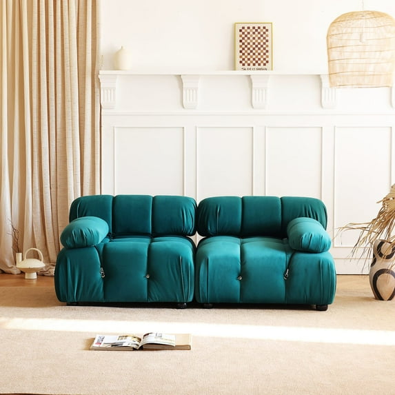 Modular Sectional Sofa Modern Two Seater Loveseat Wide Couch Sectional for Living Room Bedroom Apartment Green