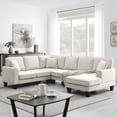 thumbnail image 1 of Modular Sectional Sofa,Modern U Shape Sectional Sofa,7 Seat Fabric Sectional Sofa Set with 3 Pillows Included for Living Room,Apartment,Office,Beige, 1 of 7