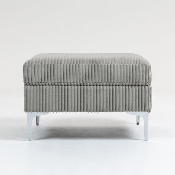 Modular Sectional Sofa Ottoman with Hidden Storage & Footrest, Durable Corduroy Fabric, Gray