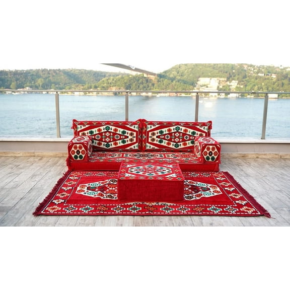 Modular Sectional Sofa, Red Arabic Floor Sofa Set, Sofa Bed, Floor Cushions, Moroccan Sofas, Turkish Sofa, Diwan Sofa, Sleeper Sofa Bed