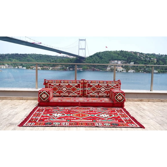 Modular Sectional Sofa, Red Turkish Sofa Set, Arabic Majlis Seating, Floor Lounger, Floor Cushions, Modular Sofa, Sectional Sofa, Couch Bed