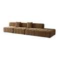 thumbnail image 1 of Modular Sectional Sofa Set with 2 Single Seats and a Loveseat, Linen Armless Sofa with Plastic Legs and Tufting Backrest, Modern Upholstered Sofa for Living Room, Apartment and Small Space, Brown, 1 of 6