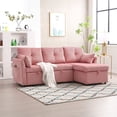 thumbnail image 1 of Modular Sectional Sofa Set, L-Shaped Sectional Sofa Couch with Reversible Chaise, 4 Seater Sofa with Pull Out Bed and Storage Seat for Living Room Small Space, Pink, 1 of 7