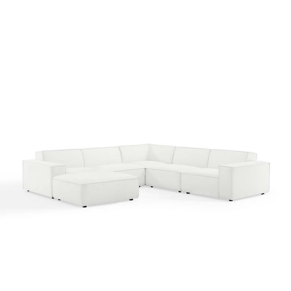 Modular Sectional Sofa Set, White, Fabric, Modern Contemporary French Country, Living Lounge Cafe Room Hotel Lobby Hospitality