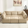 thumbnail image 1 of Modular Sectional Sofa U Shaped Modular Couch with Reversible Chaise Modular Sofa Sectional Couch, 6- Seat Convertible Sofa, Fit for Living Room (Brown), 1 of 11