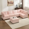 thumbnail image 1 of Modular Sectional Sofa U Shaped Modular Couch with Reversible Chaise Modular Sofa Sectional Couch, 6- Seat Convertible Sofa, Fit for Living Room (Pink), 1 of 11