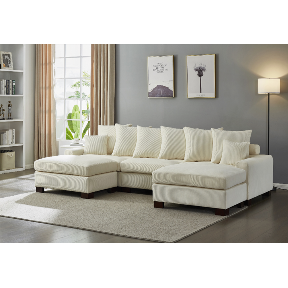 Modular Sectional Sofa for 5, Convertible L & U Shape, Corduroy Fabric, Walmart US