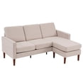 thumbnail image 1 of Modular Sectional Sofa with Fabric Armrest, Sectional Couch Set, Modern L-Shaped Upholstered Sofa with Moveable Stool, Beige, 1 of 7