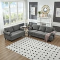 thumbnail image 1 of Modular Sectional Sofa with Hidden Storage, Upholstered Small Couch with Nailhead, Comfy Cloud Couch with Solid Wood Legs for Living Room, Grey, 1 of 8