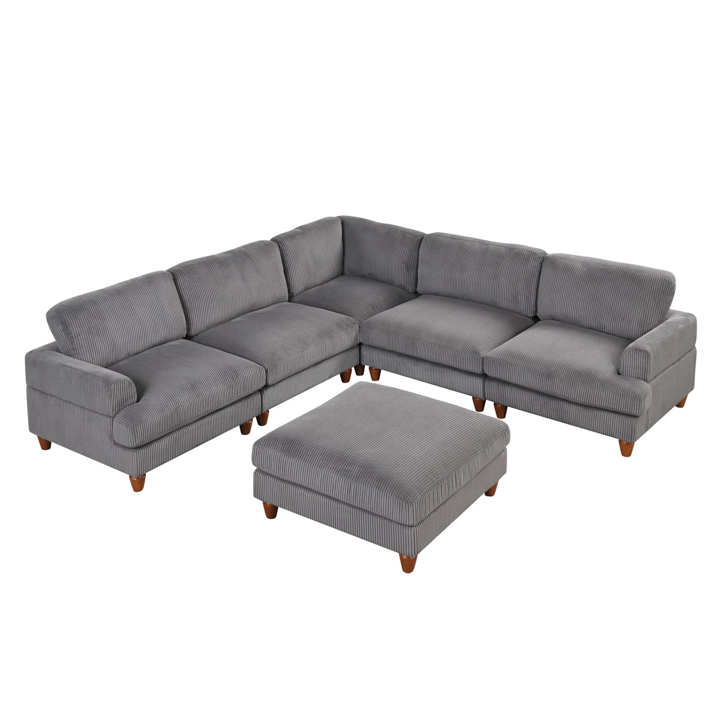 Modular Sectional Sofa with Ottoman,5 Seater LShaped Sofa Couche Set
